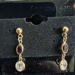 Elegant Gold and dark garnet red  Dangle Earrings